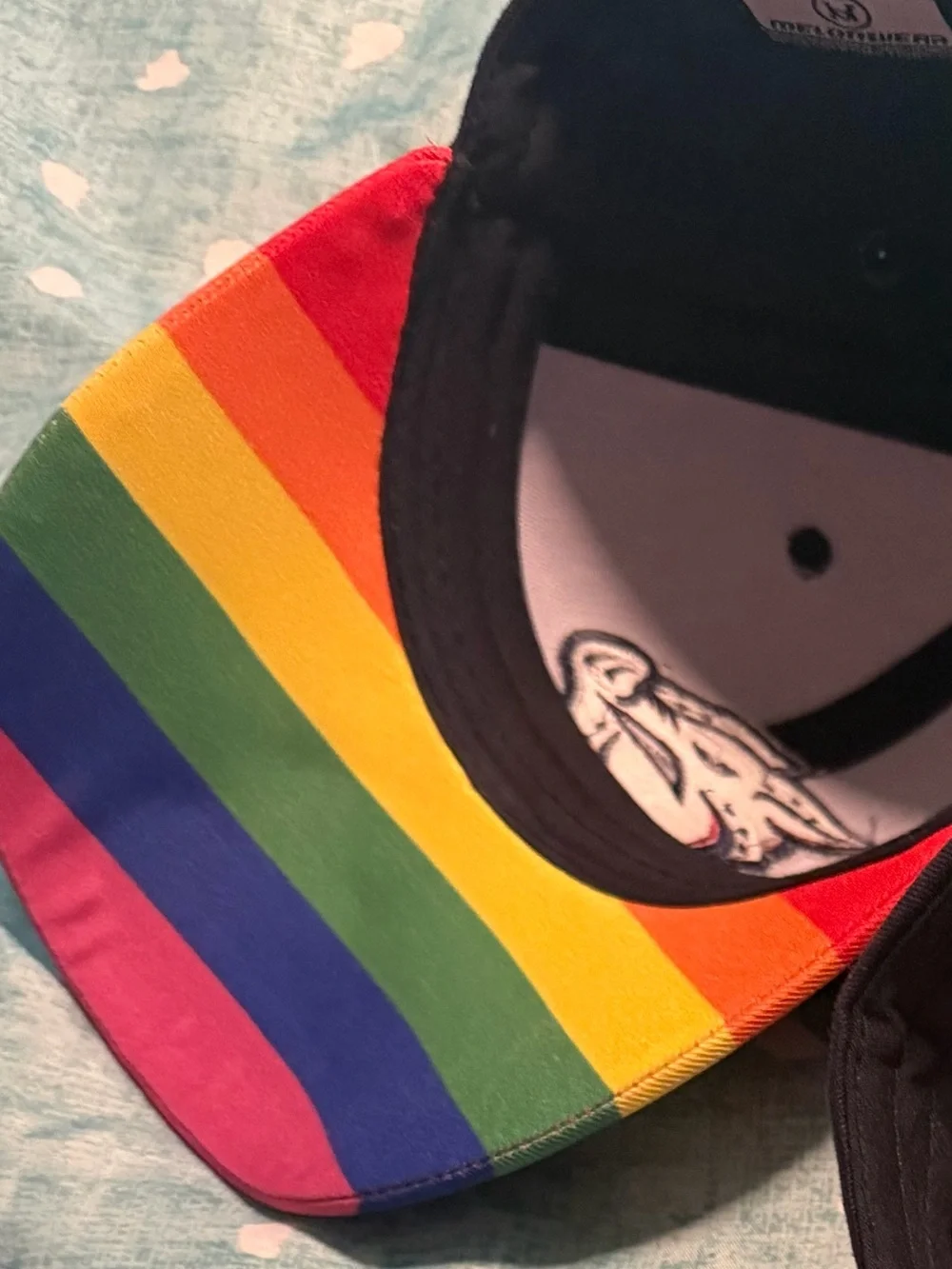 Adult Iron Pigs Rainbow Stripe Brim Baseball Cap. MUST BE BUNDLED